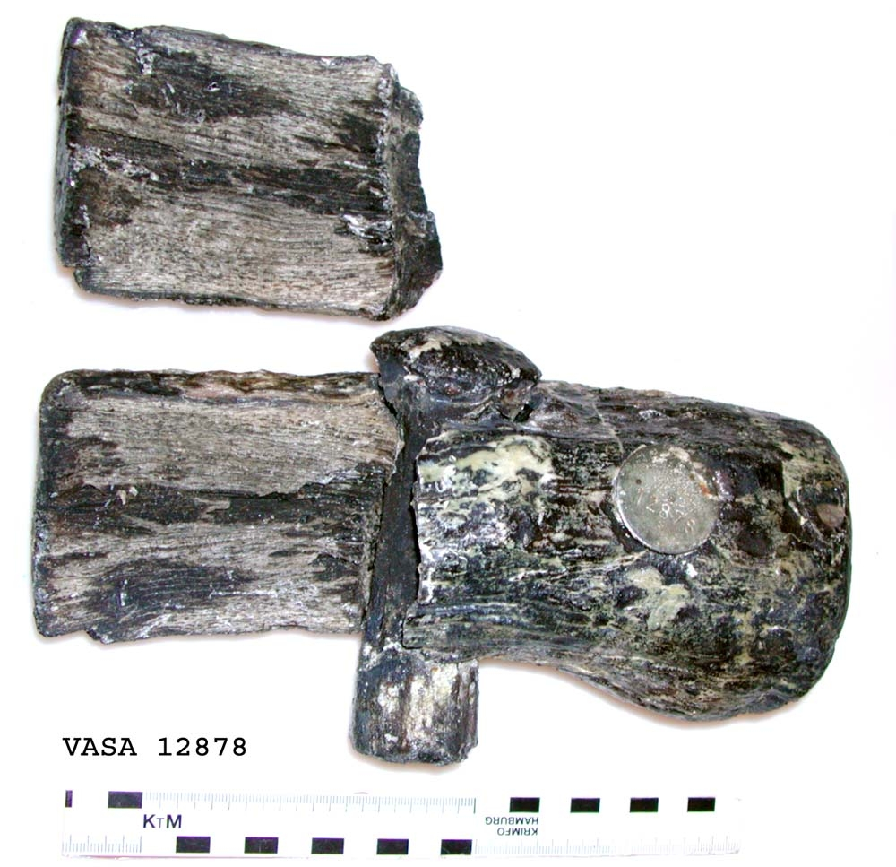 Huvud till klubba. Tämligen gott skick, sånär som att en fjärdedel av huvudet slagits loss. En del av skaftet sitter kvar i hålet.

För mer information se Dokumentationsblankett under Referenser – Länkade filer.