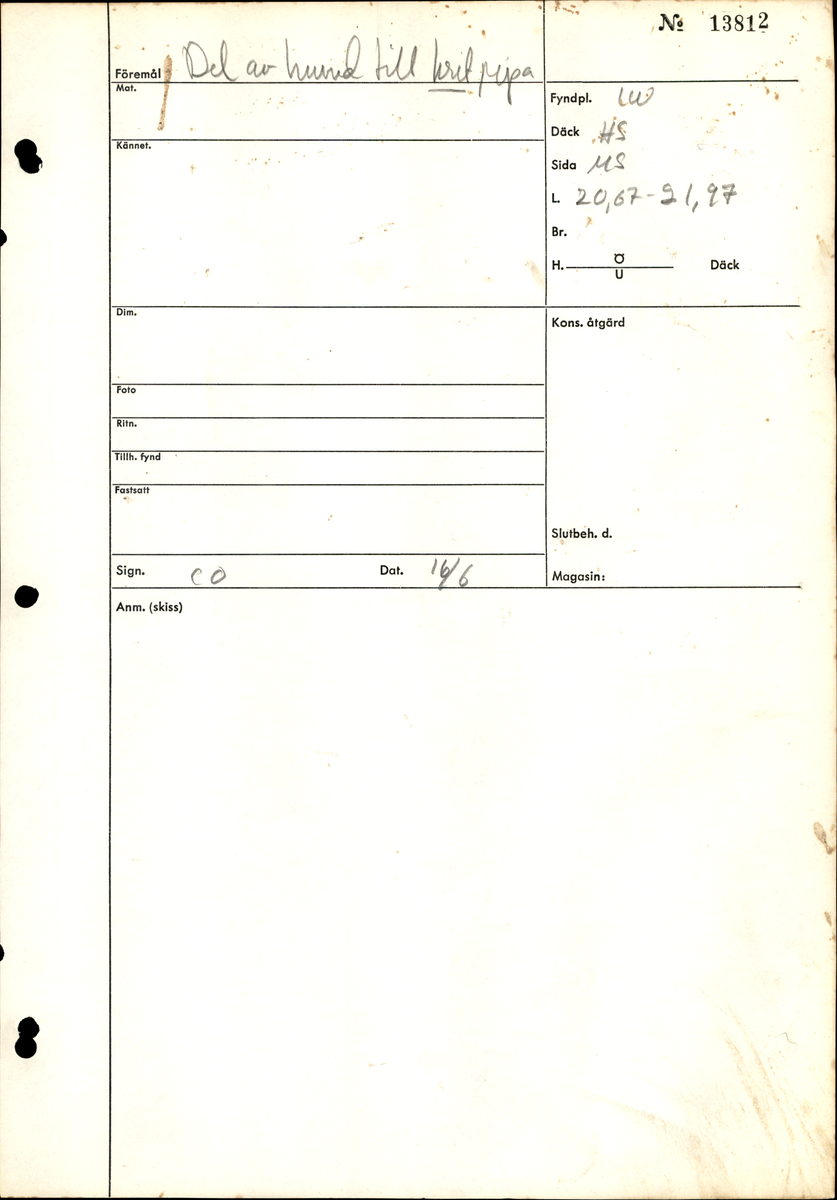 Del av huvud till kritpipa.