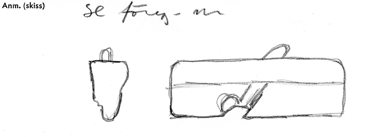 Hyvel.

Sliten (vittrad).

Ena sidan profilerad.

För mer information se Dokumentationsblankett under Referenser – Länkade filer.