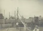 Kabeldragning Kämpinge - Zarrenzin, september 1921. Stralsundkabel lastas i läktaren. Ur albumet Telegrafverkets Sjökabelarbeten 1919-1921.