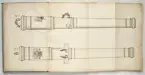 Avbildning av eldrör från fästningen i Riga, ur en volym som dokumenterar artilleritroféer i Livlands fästningar, daterad 1681.