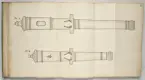 Avbildning av eldrör från fästningen i Riga, ur en volym som dokumenterar artilleritroféer i Livlands fästningar, daterad 1681.