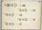 Avbildning av eldrör från fästningen i Riga, ur en volym som dokumenterar artilleritroféer i Livlands fästningar, daterad 1681.