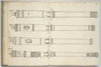 Avbildning av eldrör från fästningen i Riga, ur en volym som dokumenterar artilleritroféer i Livlands fästningar, daterad 1681.