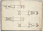 Avbildning av eldrör från fästningen i Riga, ur en volym som dokumenterar artilleritroféer i Livlands fästningar, daterad 1681.