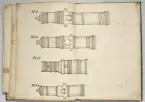 Avbildning av eldrör från fästningen i Lobrons (Cobrons) skans, ur en volym som dokumenterar artilleritroféer i Livlands fästningar, daterad 1681.