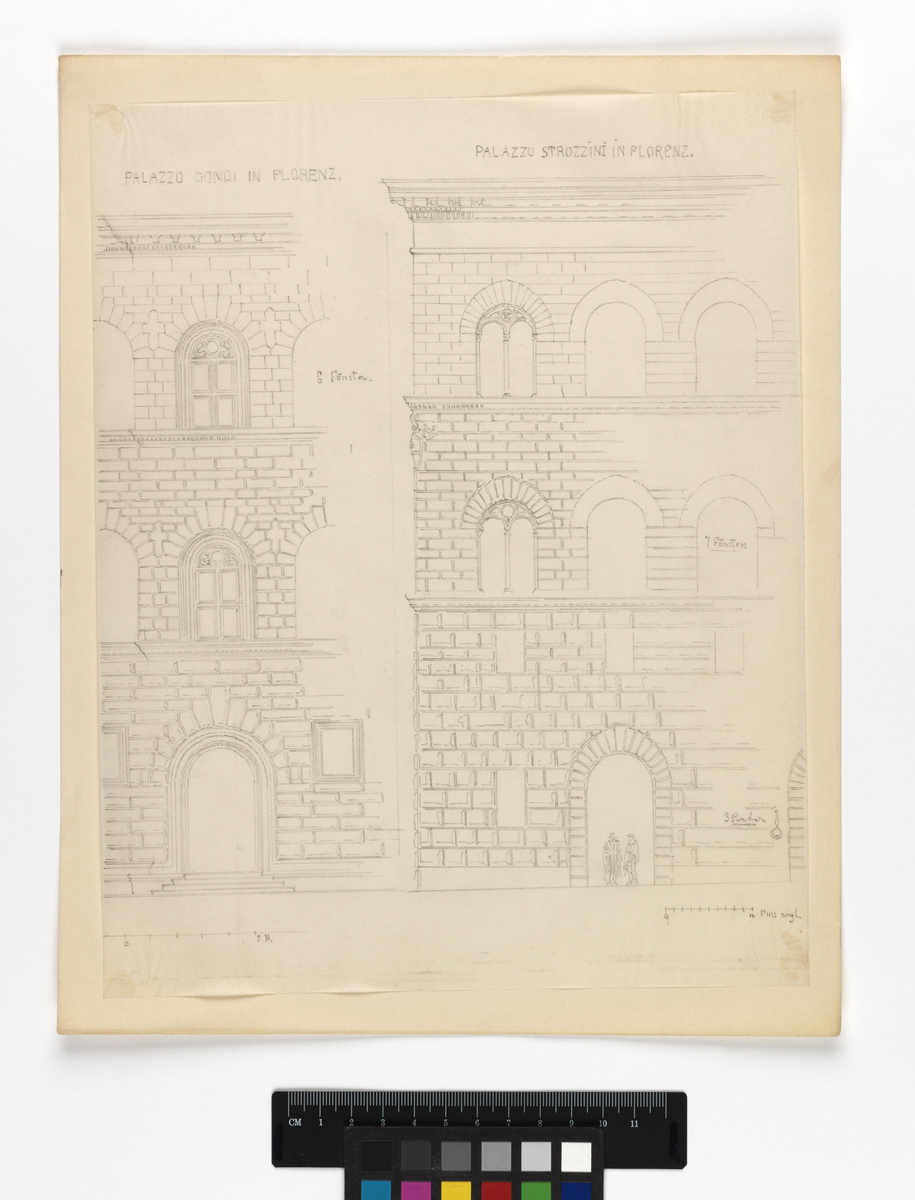 Elevarbeten, reseskisser. Palazzo Strozzino.