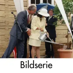 Serie om tre fotografier som visar det svenska kungaparet på