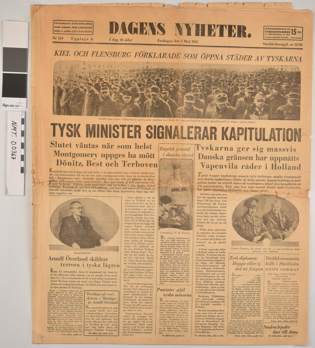 Avis med tittel, foto og overskrifter.