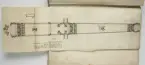 Ritning av eldrör ur en volym som visar troféer och ett mindre antal äldre svenska metallstycken. Dessa ingick i bestyckningen i Stralsund 1671 samt i Helsingborg, Malmö och Landskrona.