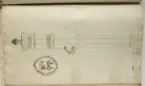 Ritning av eldrör ur en volym som visar troféer och ett mindre antal äldre svenska metallstycken. Dessa ingick i bestyckningen i Stralsund 1671 samt i Helsingborg, Malmö och Landskrona.