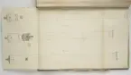Ritning av eldrör ur en volym som visar troféer och ett mindre antal äldre svenska metallstycken. Dessa ingick i bestyckningen i Stralsund 1671 samt i Helsingborg, Malmö och Landskrona.