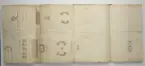 Ritning av eldrör ur en volym som visar troféer och ett mindre antal äldre svenska metallstycken. Dessa ingick i bestyckningen i Stralsund 1671 samt i Helsingborg, Malmö och Landskrona.