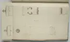 Ritning av eldrör ur en volym som visar troféer och ett mindre antal äldre svenska metallstycken. Dessa ingick i bestyckningen i Stralsund 1671 samt i Helsingborg, Malmö och Landskrona.