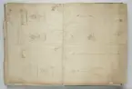Ritning av eldrör ur en volym som visar troféer och ett mindre antal äldre svenska metallstycken. Dessa ingick i bestyckningen i Stralsund 1671 samt i Helsingborg, Malmö och Landskrona.