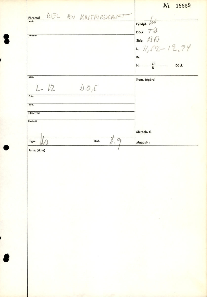 Del av kritpipskaft.