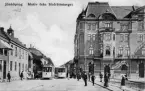 Hovrättstorget och Östra Storgatan i Jönköping. Vykort skickat 1909-10-23.
