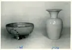 Skål och vas från Bo Fajans, 1900-talets mitt.