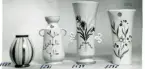 Fyra vaser från Bo Fajans, formgivare Eva Jancke-Björk, 1900-talets mitt.