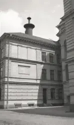 Växjö högre allmänna läroverk, västra fasaden med aula och g