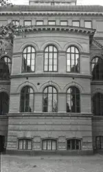 Växjö högre allmänna läroverk, västra fasaden med aula och g