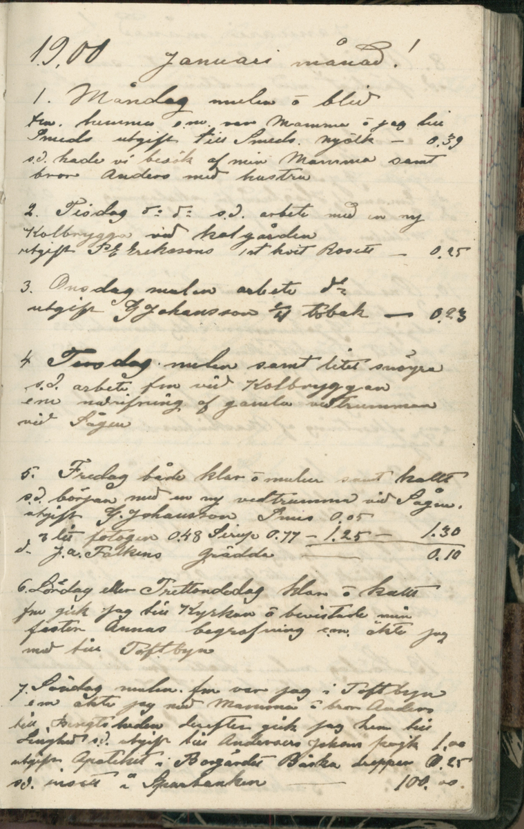 Erik Lindström, Linghed, dagbok 1900-1903