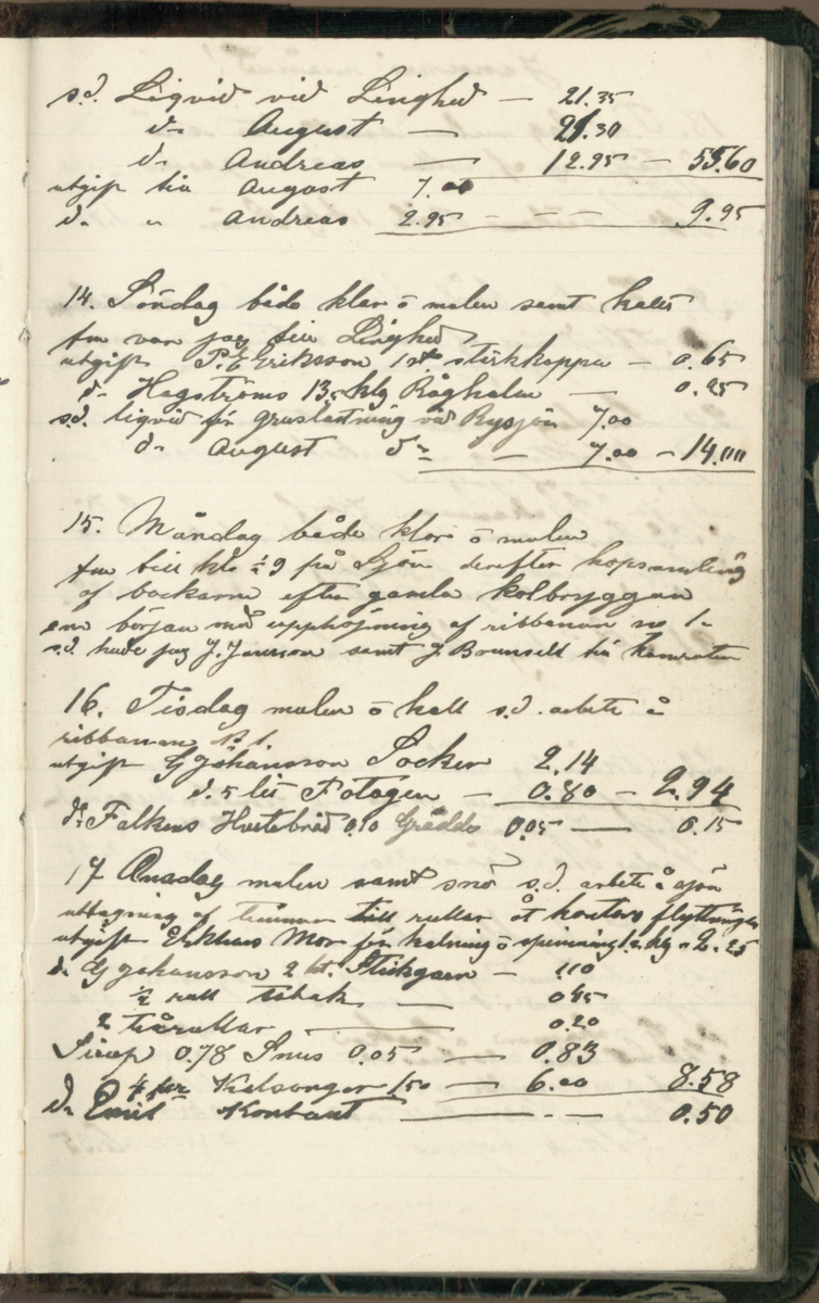 Erik Lindström, Linghed, dagbok 1900-1903