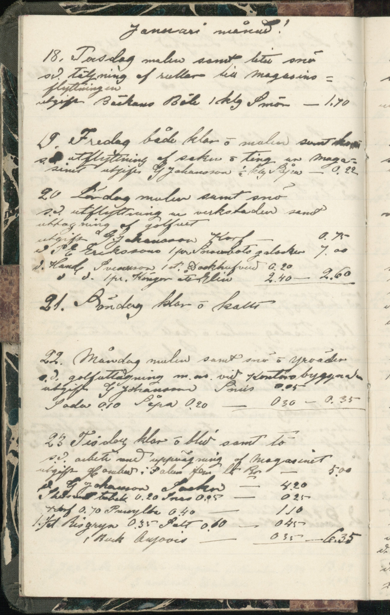 Erik Lindström, Linghed, dagbok 1900-1903