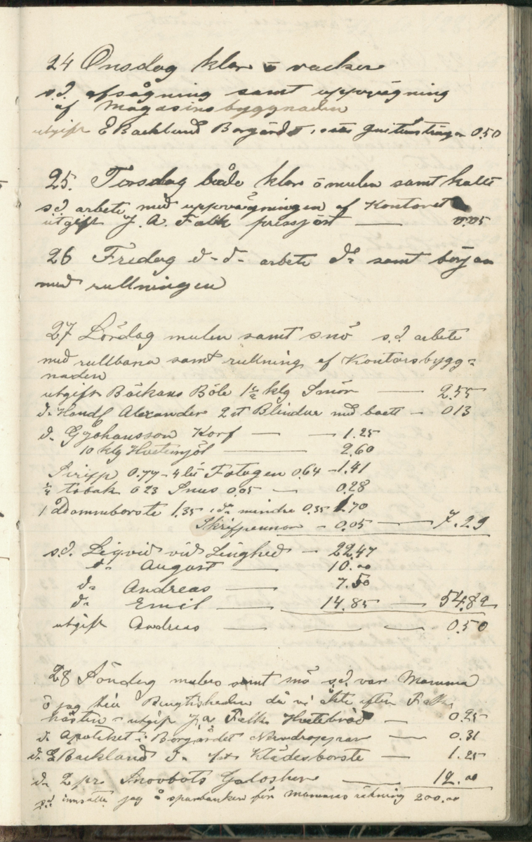 Erik Lindström, Linghed, dagbok 1900-1903