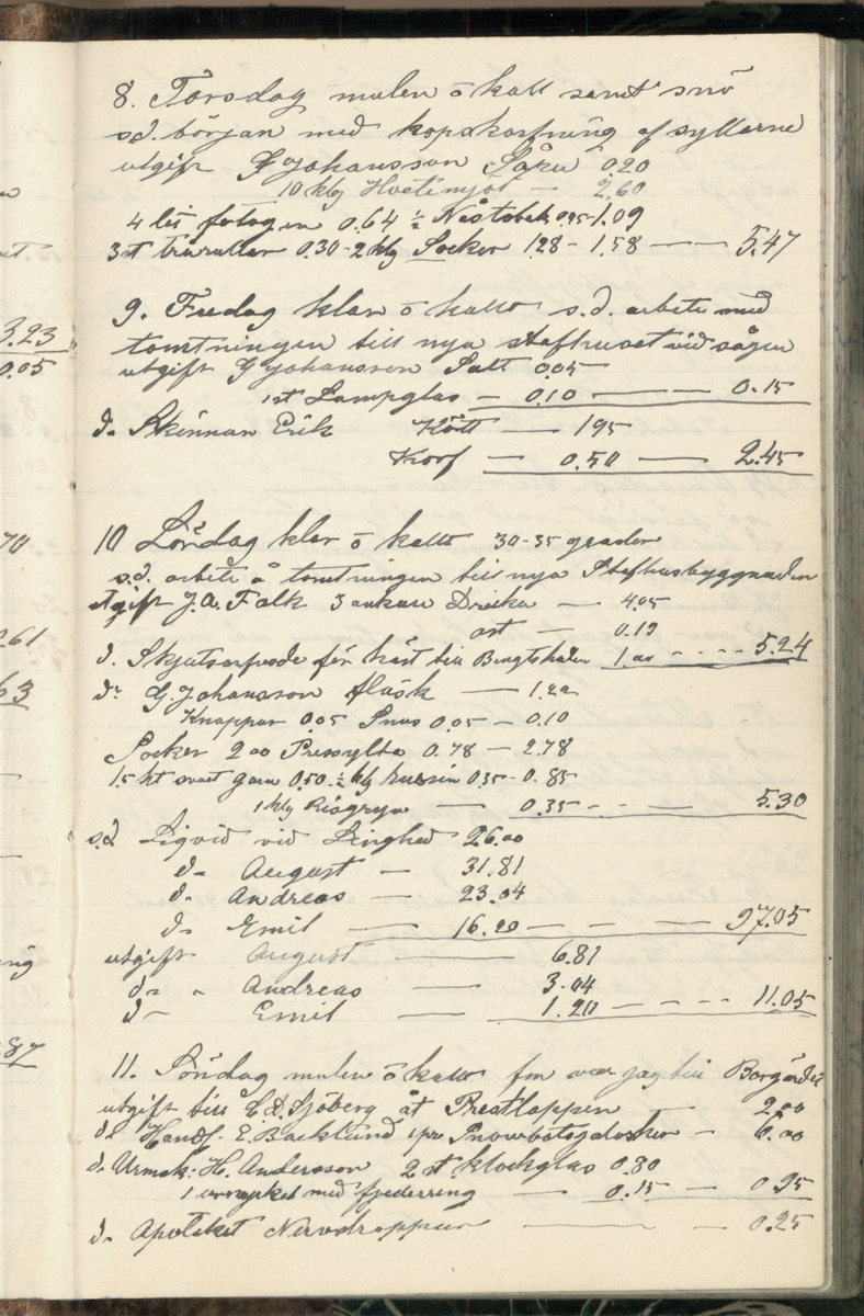 Erik Lindström, Linghed, dagbok 1900-1903