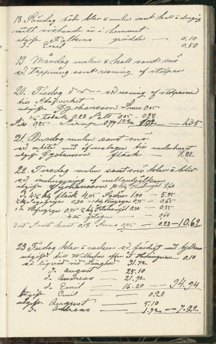 Erik Lindström, Linghed, dagbok 1900-1903