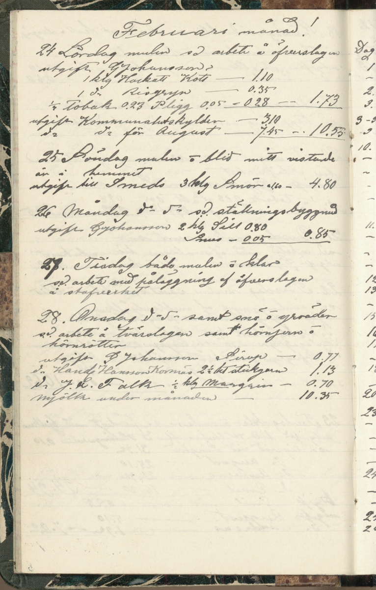 Erik Lindström, Linghed, dagbok 1900-1903