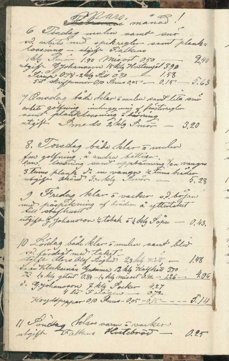 Erik Lindström, Linghed, dagbok 1900-1903