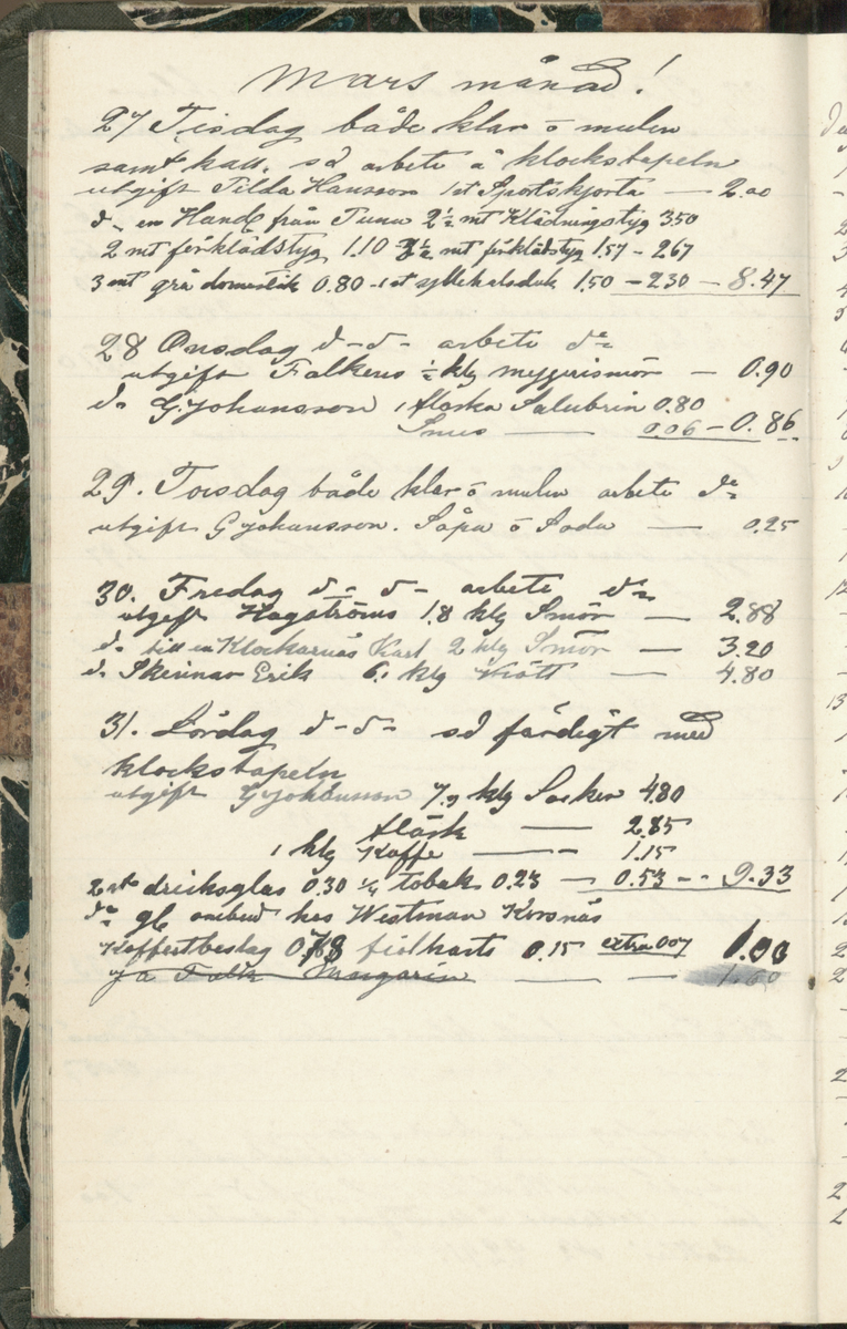 Erik Lindström, Linghed, dagbok 1900-1903