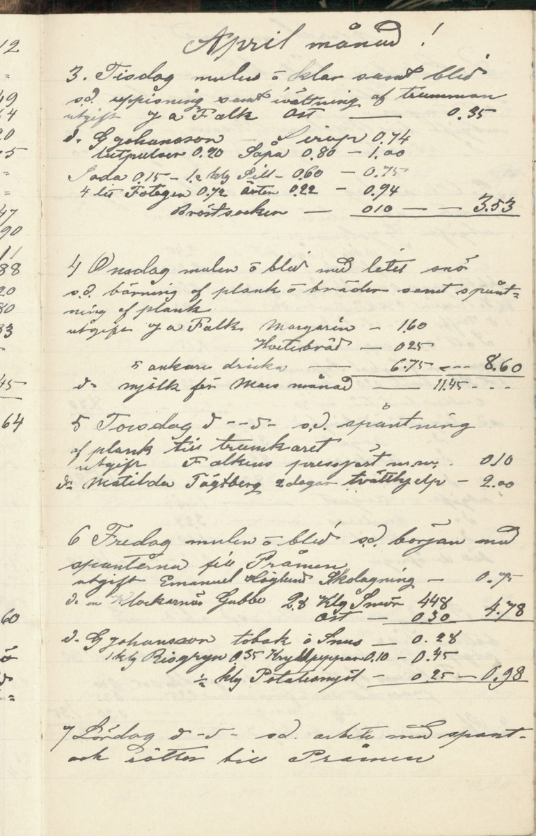 Erik Lindström, Linghed, dagbok 1900-1903