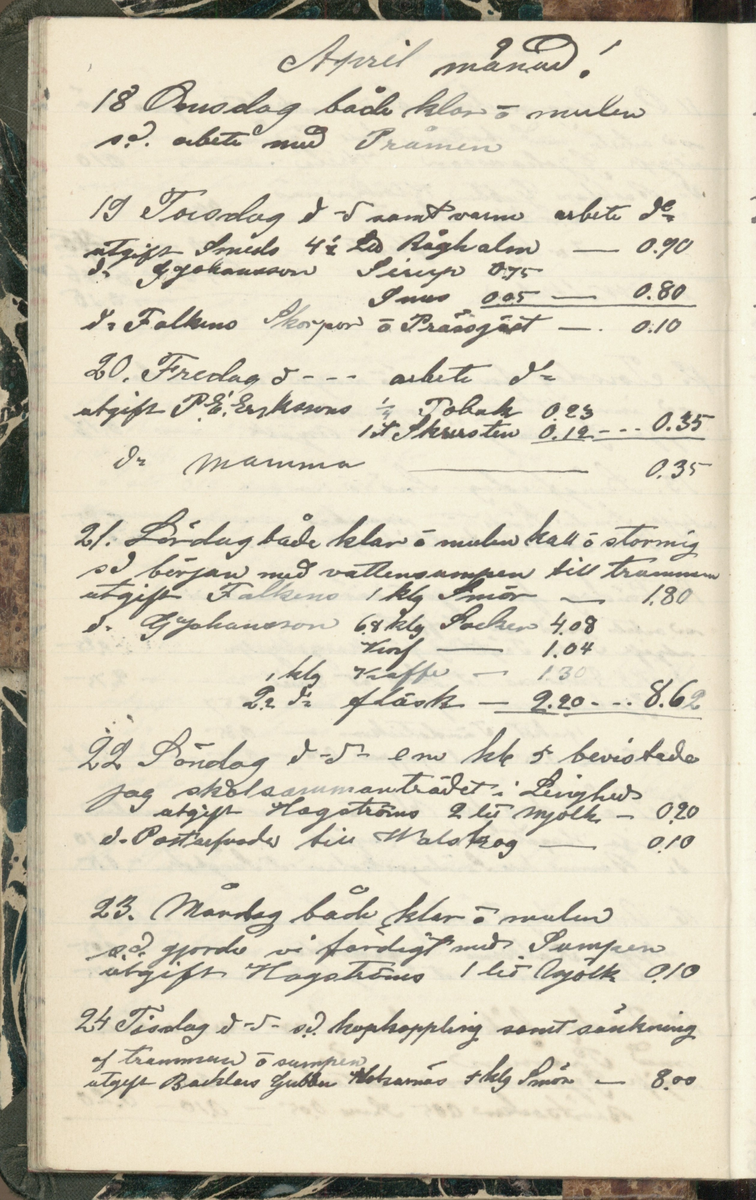 Erik Lindström, Linghed, dagbok 1900-1903