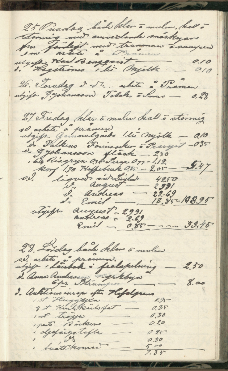 Erik Lindström, Linghed, dagbok 1900-1903