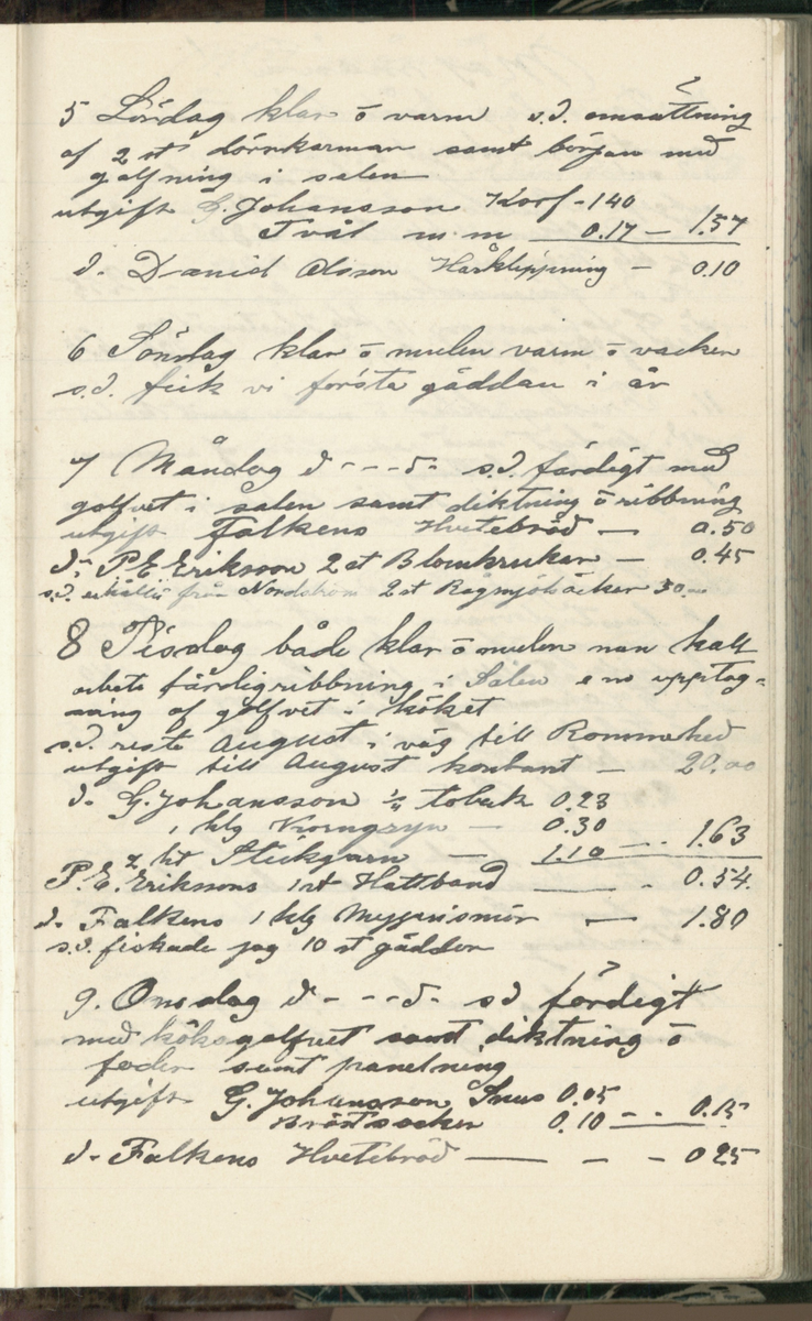 Erik Lindström, Linghed, dagbok 1900-1903