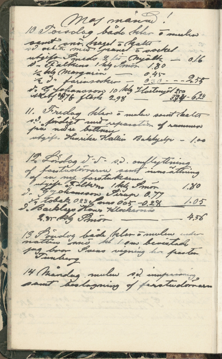 Erik Lindström, Linghed, dagbok 1900-1903