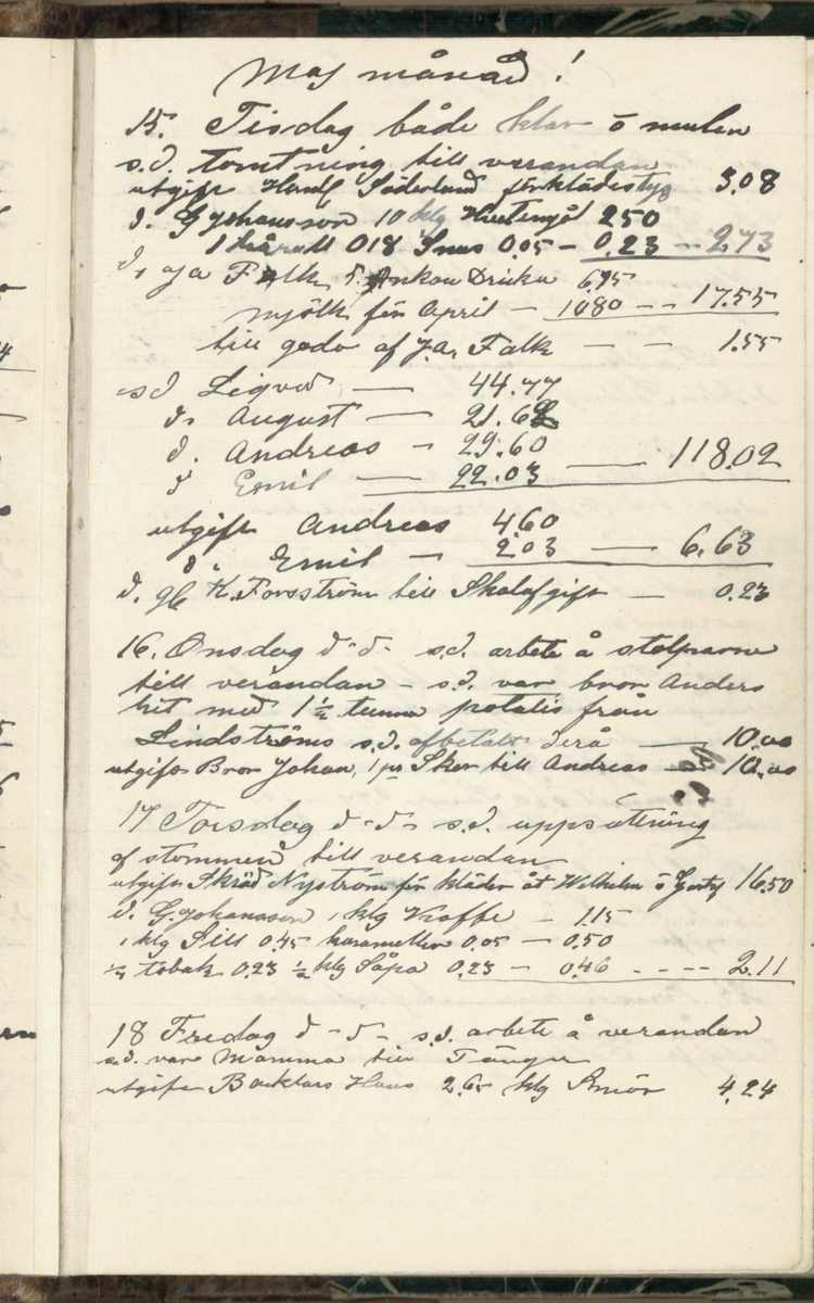 Erik Lindström, Linghed, dagbok 1900-1903