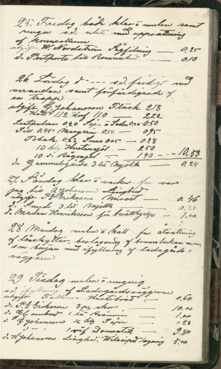 Erik Lindström, Linghed, dagbok 1900-1903