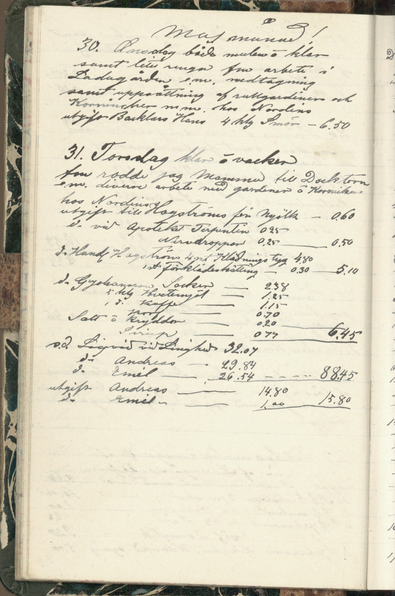 Erik Lindström, Linghed, dagbok 1900-1903