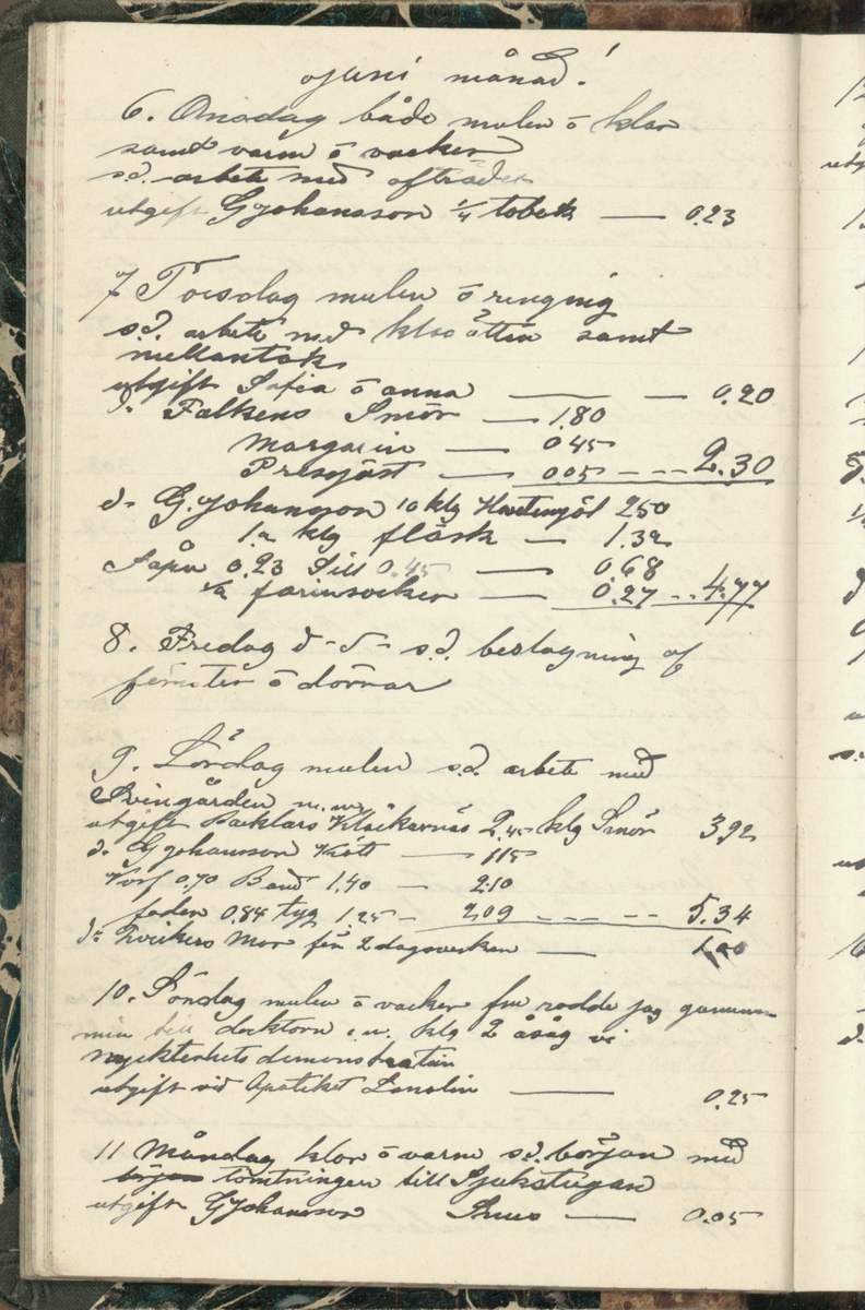 Erik Lindström, Linghed, dagbok 1900-1903