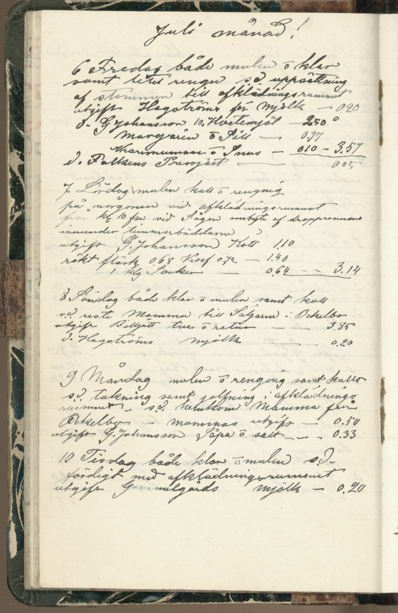 Erik Lindström, Linghed, dagbok 1900-1903