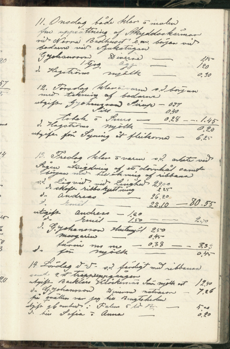 Erik Lindström, Linghed, dagbok 1900-1903