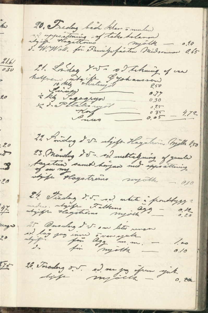 Erik Lindström, Linghed, dagbok 1900-1903