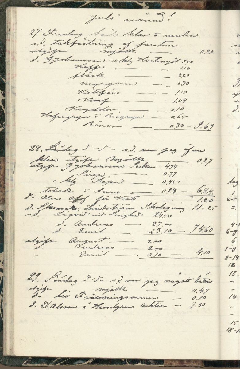 Erik Lindström, Linghed, dagbok 1900-1903