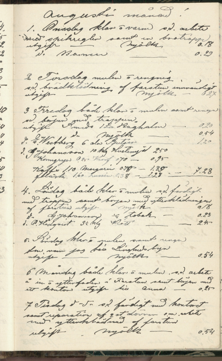 Erik Lindström, Linghed, dagbok 1900-1903