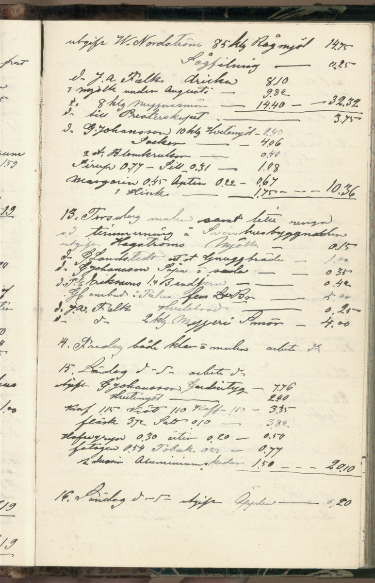 Erik Lindström, Linghed, dagbok 1900-1903