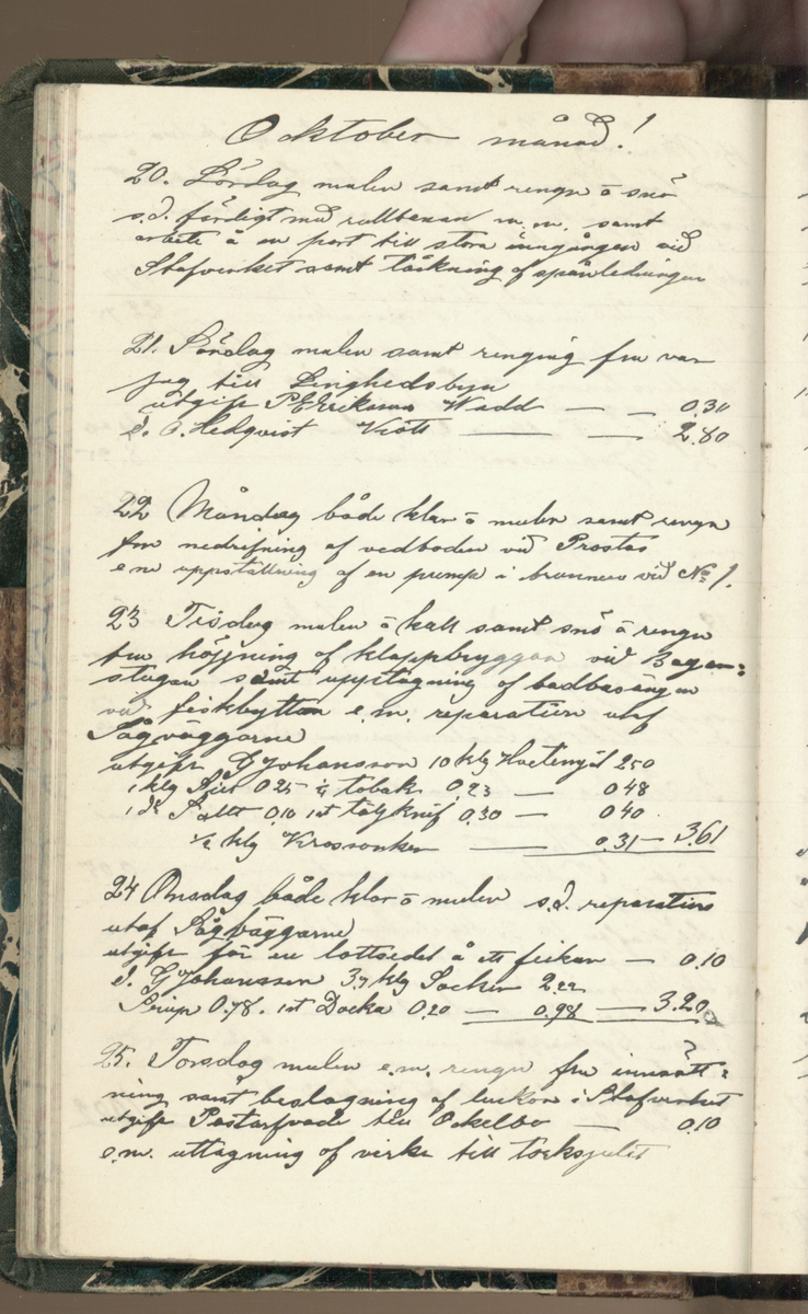 Erik Lindström, Linghed, dagbok 1900-1903